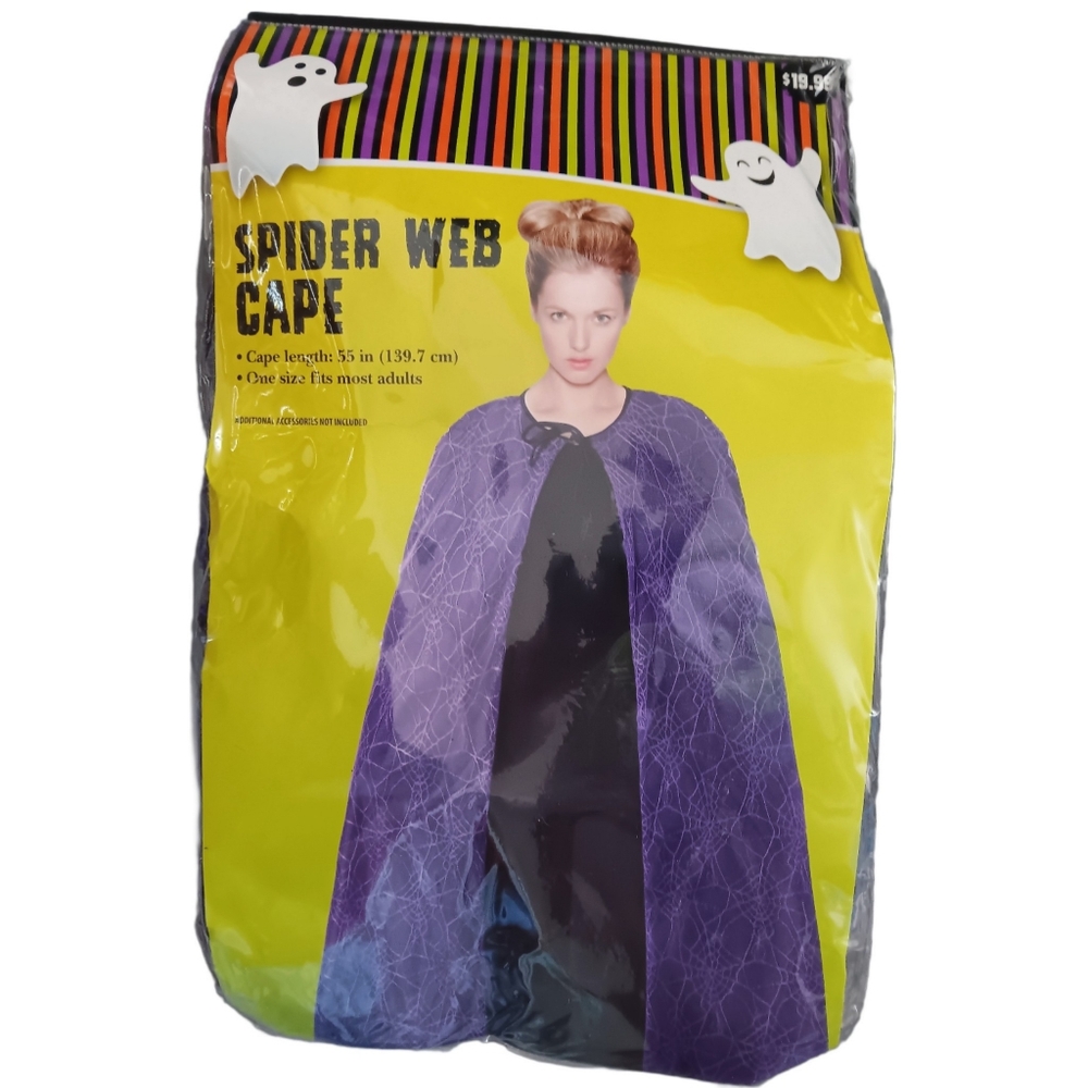 NIB Adult Halloween Purple Spider Web Cape